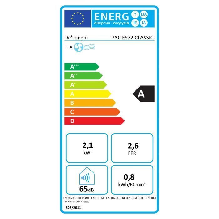 Aire acondicionado portátil De'Longhi PAC ES72 - 2100W - Gas R290 - 8300 Btu/h