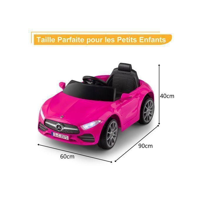 Coche eléctrico infantil LALAHO - Mercedes-Benz CLS 350 - 90 x 60 x 40 cm - Rosa
