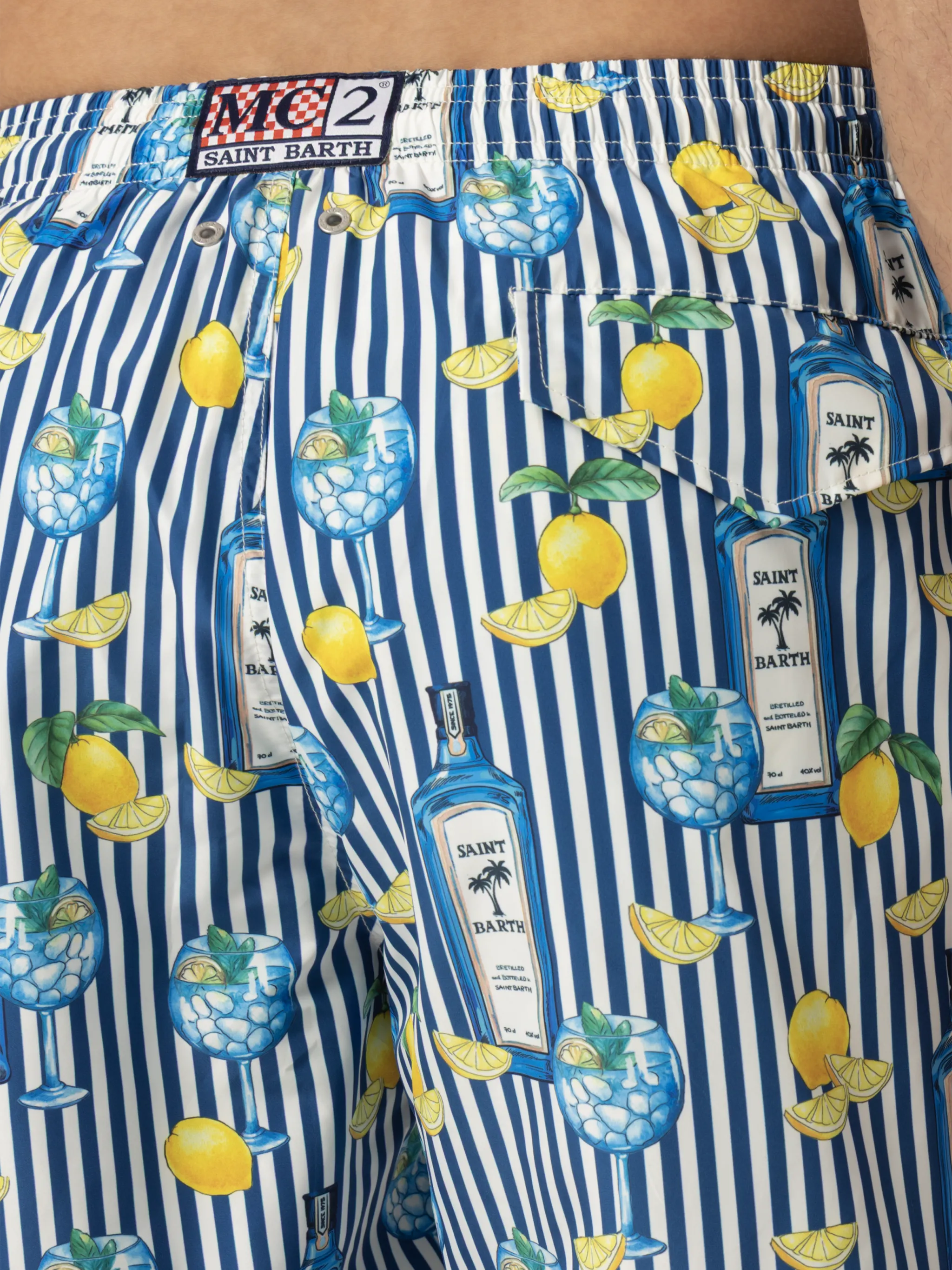 Zwempak van lichtgewicht stof met gin-tonic print