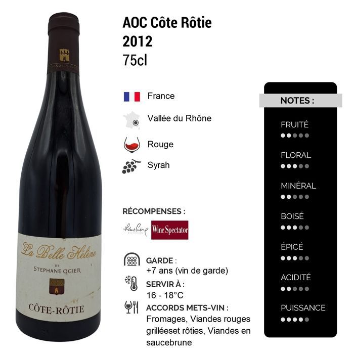 Domaine Stéphane Ogier Côte Rôtie La Belle Hélène 2012 - Vinho Tinto do Vale do Ródano (75cl)