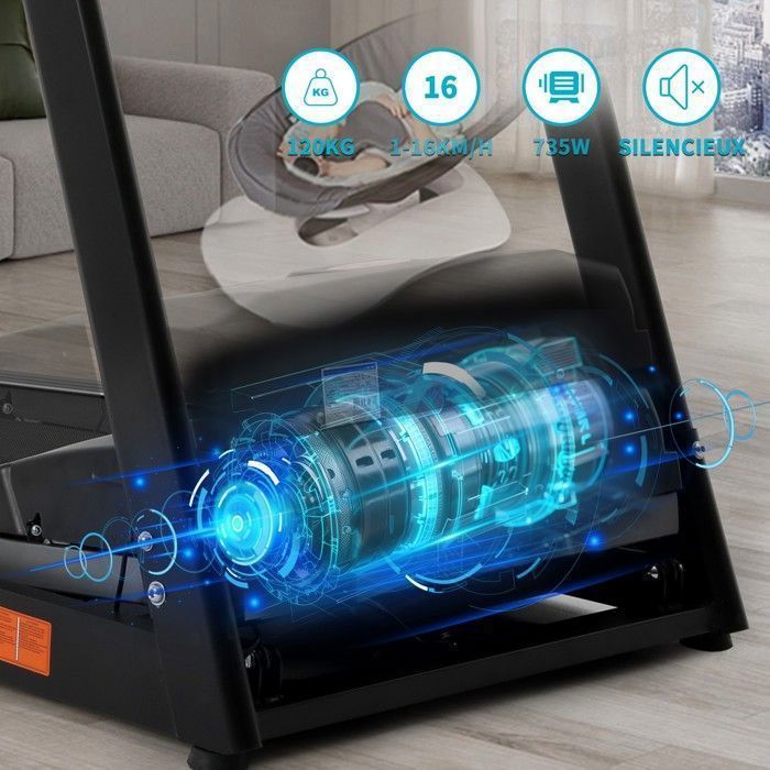Tapis de Marche/Course  Electrique Pliable,LCD 12 Programmes Verin hydraulique Bluetooth SY-T2710