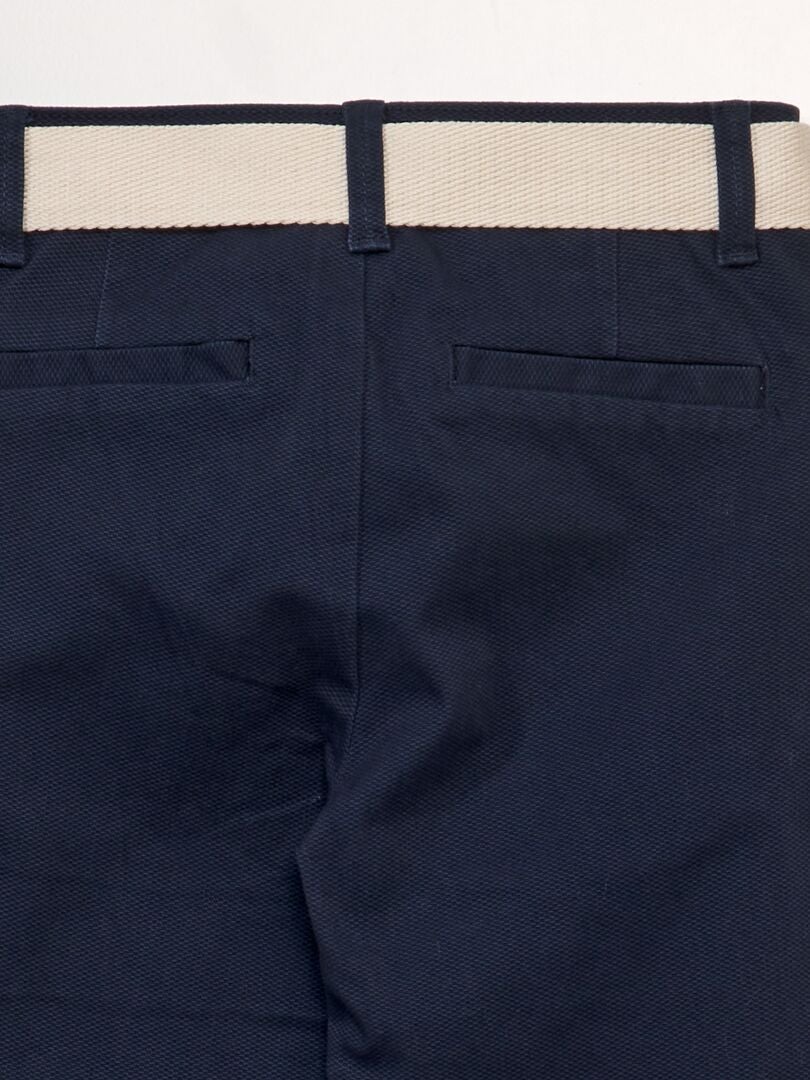 Calça chino de sarja + cinto - azul