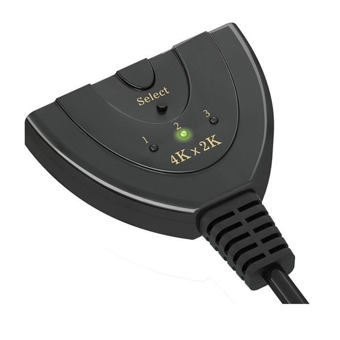 Conmutador HDMI - SODIAL - 4K - 3 puertos - Compatible con 3D