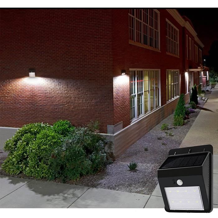 Lámpara de pared solar LED con sensor de movimiento, luz LED para jardín exterior con dos modos de funcionamiento, paquete de 4