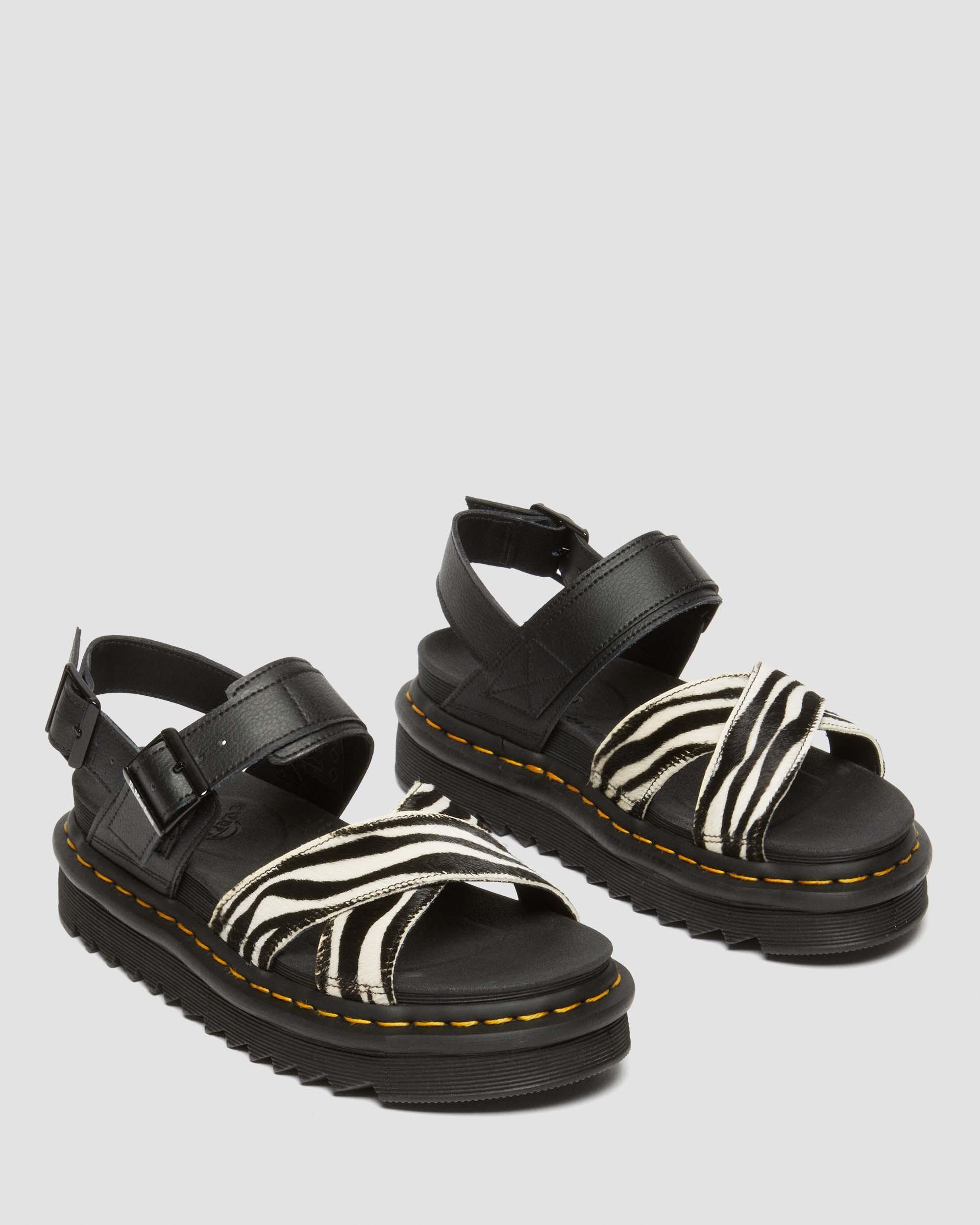 Voss II Hair-On Zebra Print Sandalen