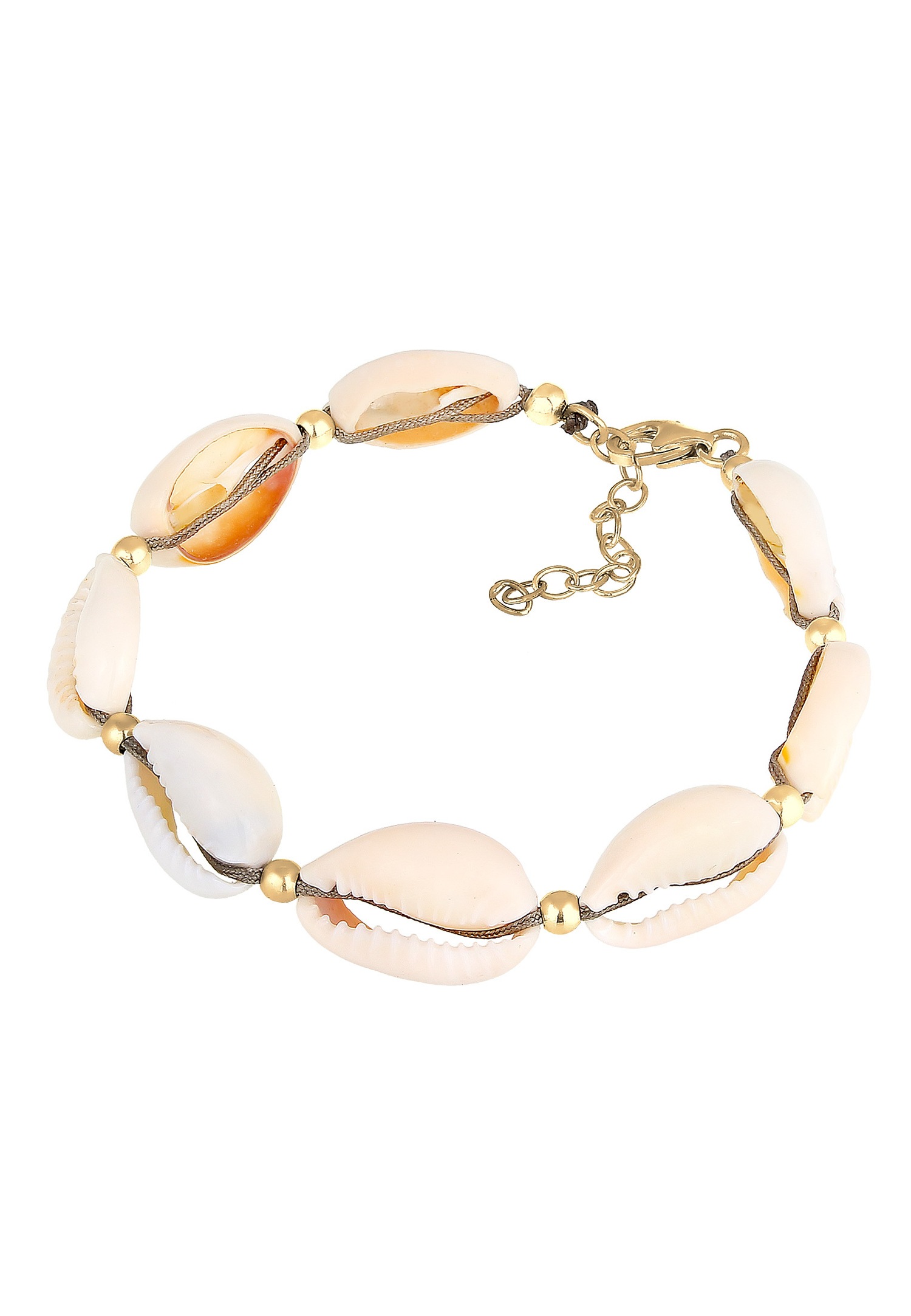 Elli Plage Été Coquillage Kauri Bracelet Femme Plaqué Or Argent (925/1000)