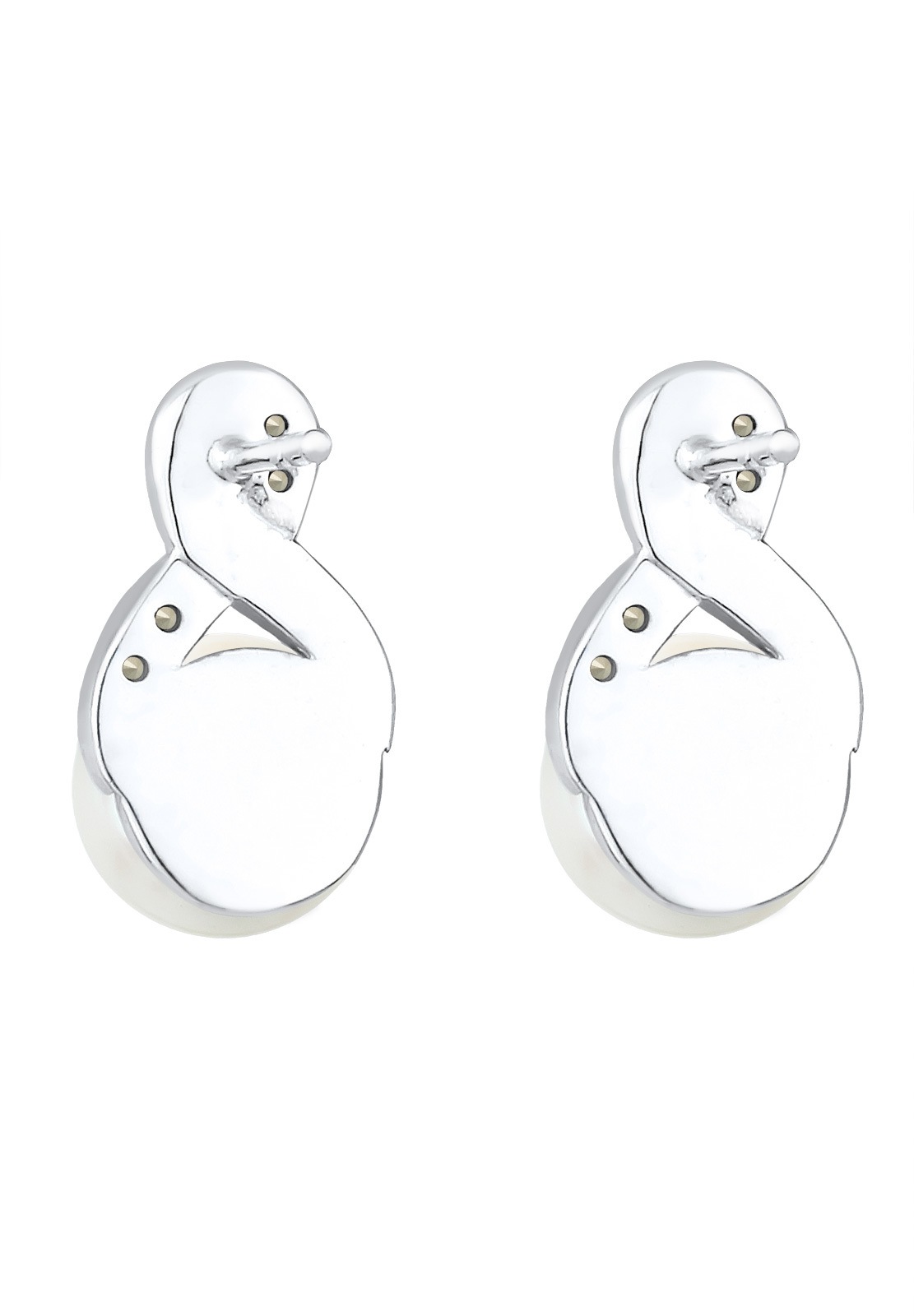 Elli Femmes Clous d'oreilles Infinity Élégant avec Perle de Culture d'Eau Douce et Cristaux en Argent Sterling 925