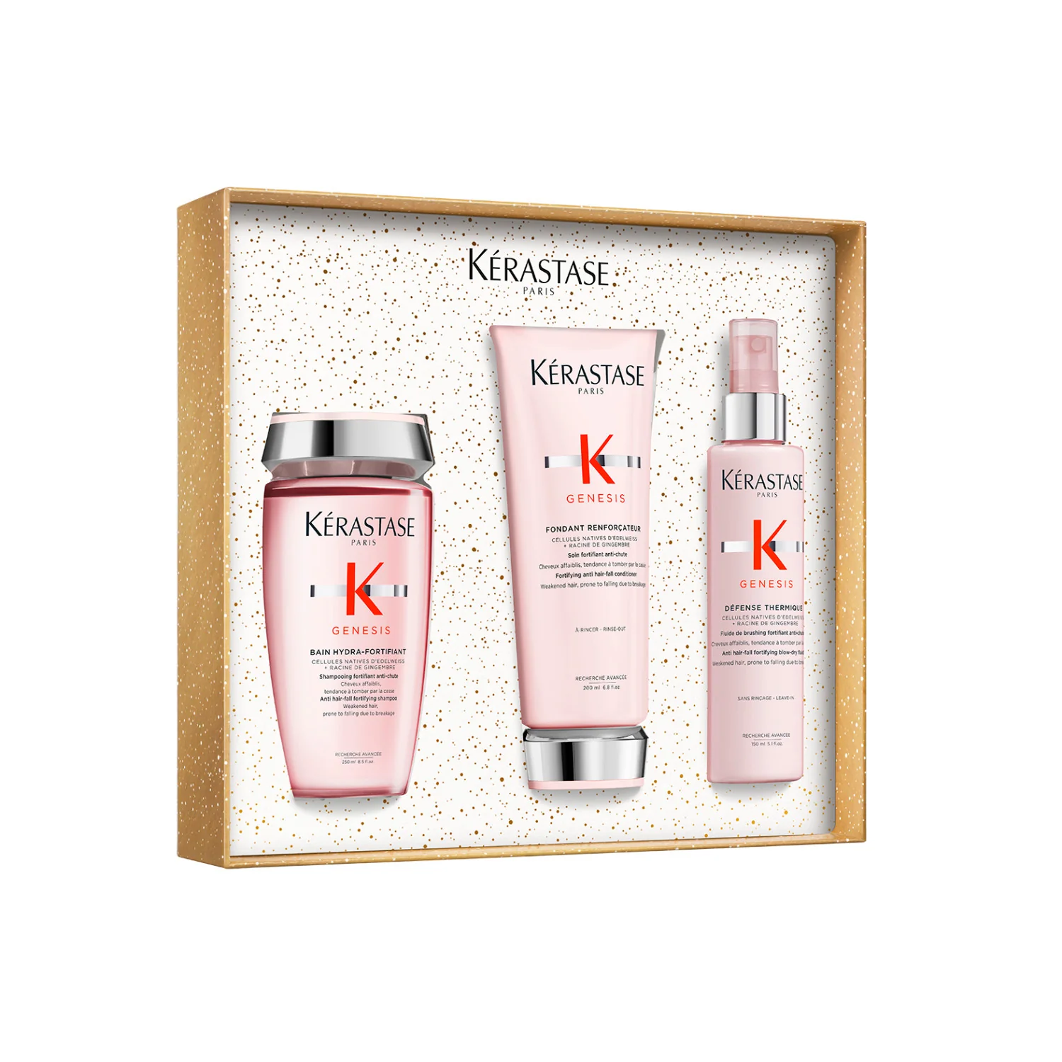 Genesis Cofanetto Genesis Holidays 2025 - Cofanetti per Capelli, Shampoo Rinforzante, Balsamo Rinforzante Capelli, Spray Termo Protettivo