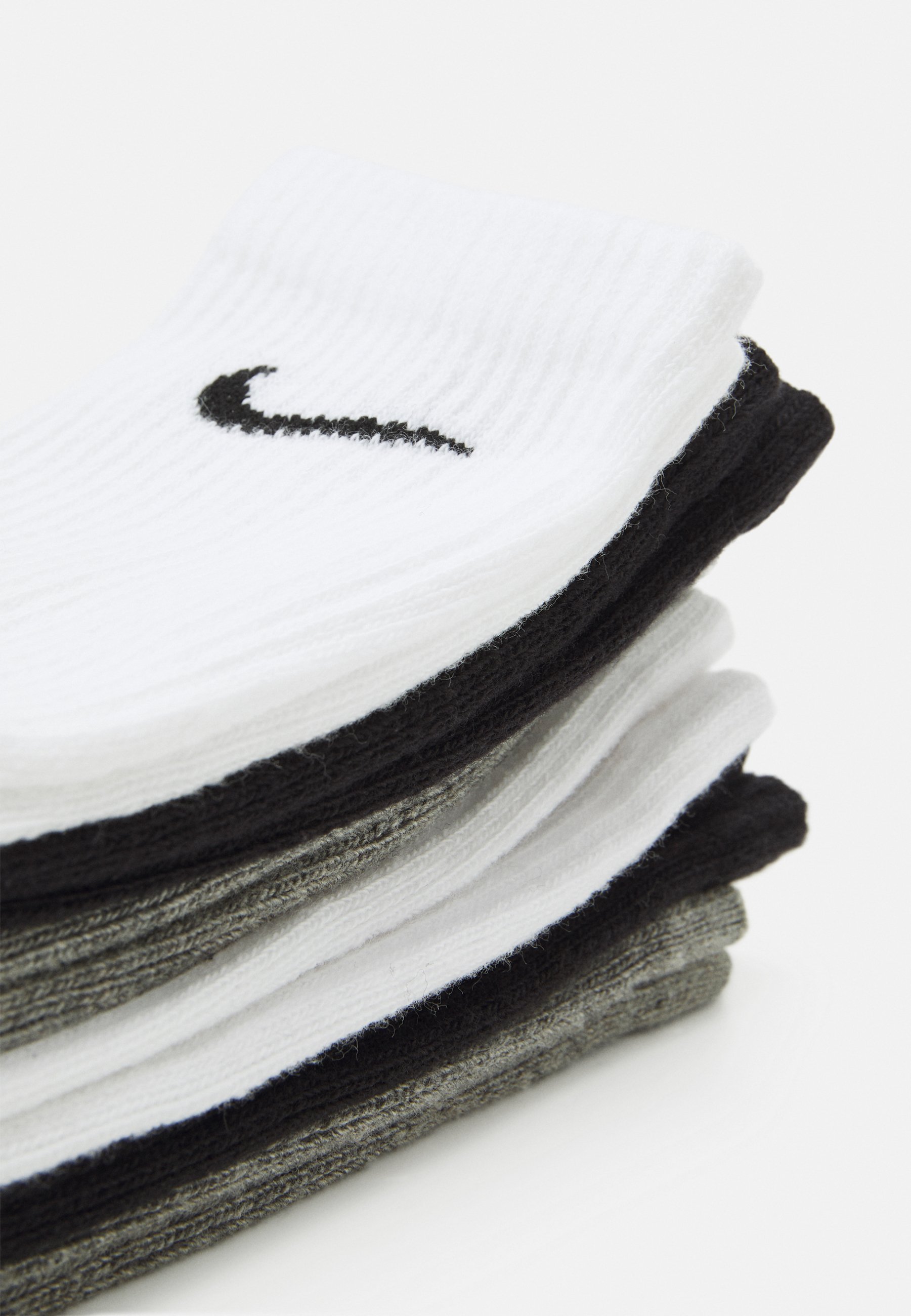 Lot de 6 paires de chaussettes de sport Nike Performance EVERYDAY PLUS CREW UNISEX - blanc (noir)/gris chiné carbone (noir)/noir (blanc)