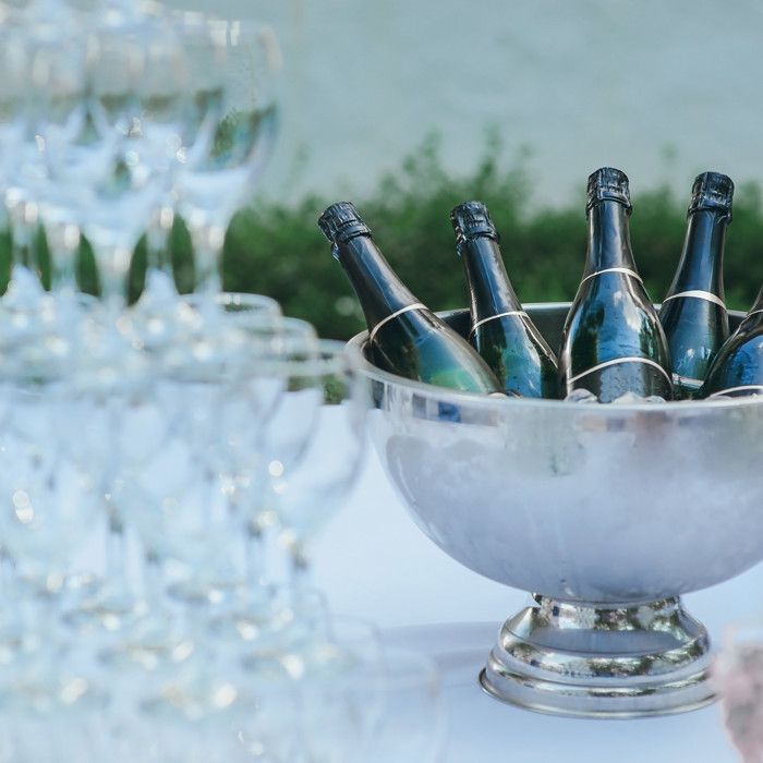 Cubitera Relaxdays para champán, de acero inoxidable, para botellas de vino y cubitos de hielo, tamaño grande, 36,5 cm de diámetro, color plata.