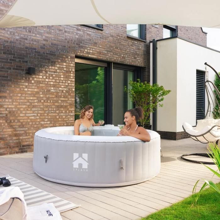 Spa exterior HOME DELUXE SPLASH con cojines y techo - Ø208 cm - 6 personas - Gris