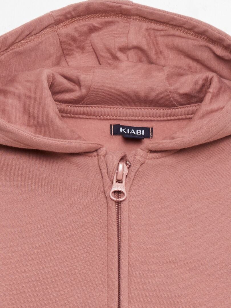 Trui met rits van fleece - ROZE