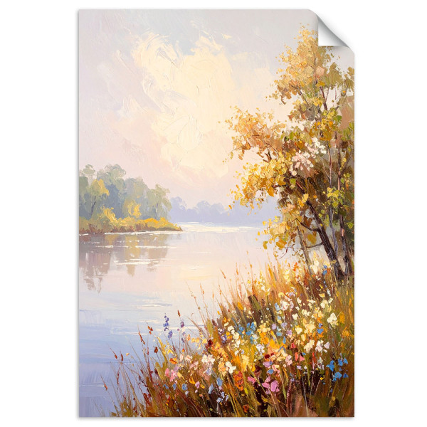 Naklejka na ścianę do salonu Feeby Krajobraz Rzeka Drzewa Natura 20x30