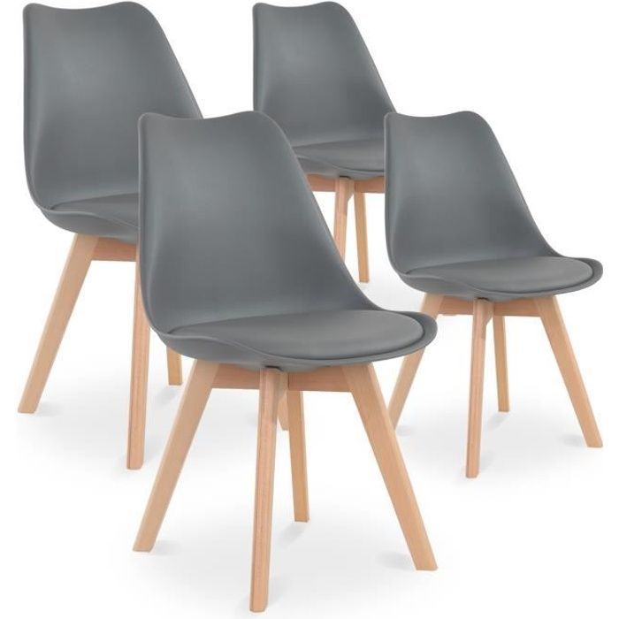 Set van 4 Catherina stoelen in Scandinavische stijl, grijs