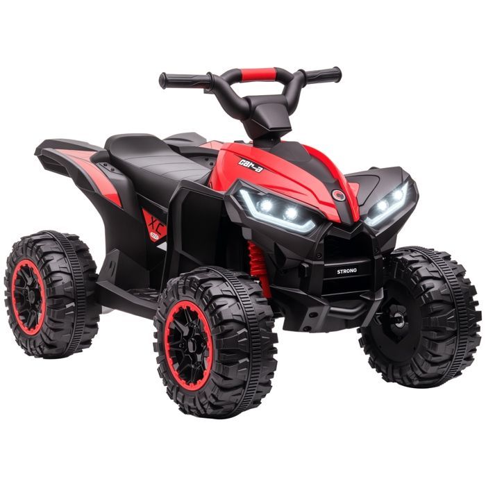 12V Electric Quad Bike for Kids - HOMCOM - 2 Motors, 2 Speeds (3-6 km/h) - LED Headlights, Horn - Ages 3-5 - Red