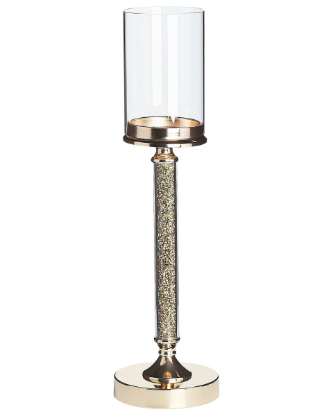 Świecznik lampion metal 48 cm złoty