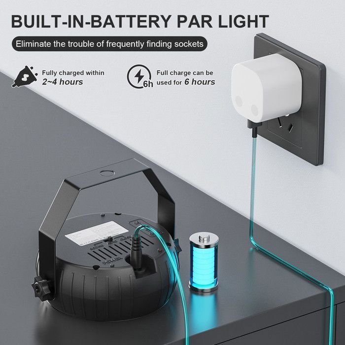 JAJALUYA Proiettore LED RGBW da 20 pezzi, 72W, 2200mAh, con batteria ricaricabile e telecomando, luce da palcoscenico per discoteca