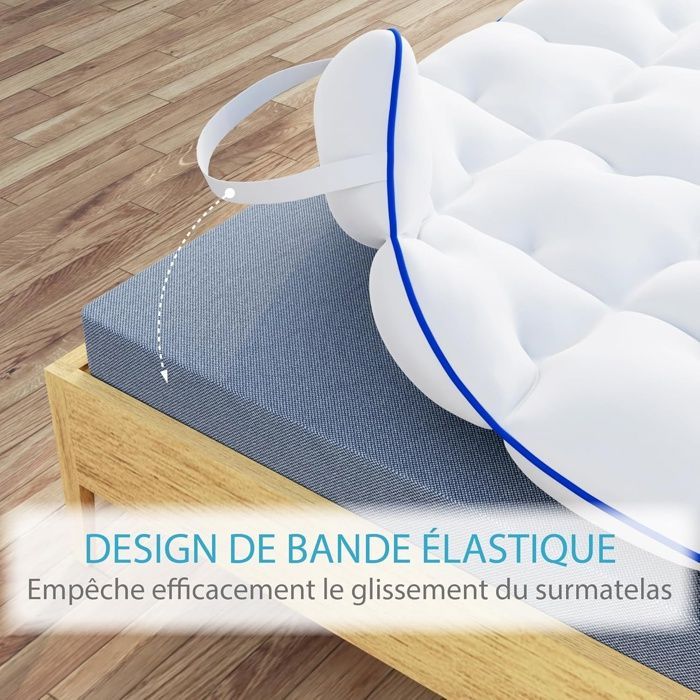 Cubrecolchón CASABEL Diamond de 140x200 cm en microfibra, confort óptimo, suave, antiácaros, transpirable - para colchón doble adulto