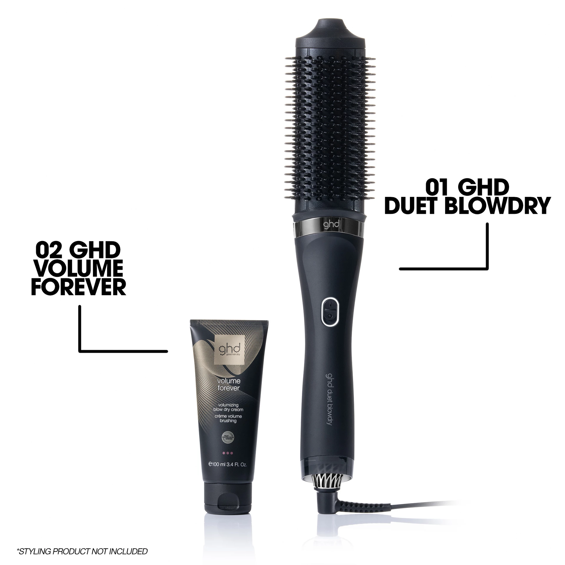Duet Blow Dry - 2 az 1-ben hajszárító kefe fekete - ghd
