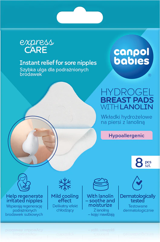 Canpol Babies Hydrogel Borstkompressen, therapeutische hydrogel zoogkompressen met lanoline.