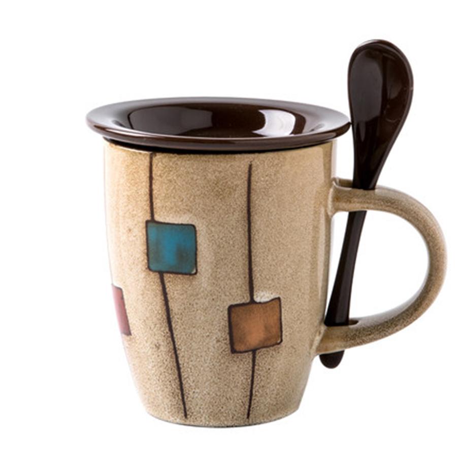 Tazza da viaggio in ceramica con coperchio, ragazza, caffè, creativa, nordica, moderna, stampata, coppia, mescolando, yoga, tazza, caffè, caneca, idea regalo EE5MK