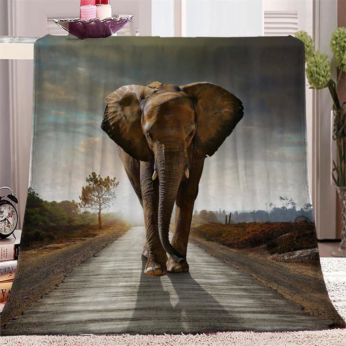 Manta con diseño de elefante, manta polar, 130x150 cm, cálida, suave, de microfibra mullida, ideal para la cama o el sofá.