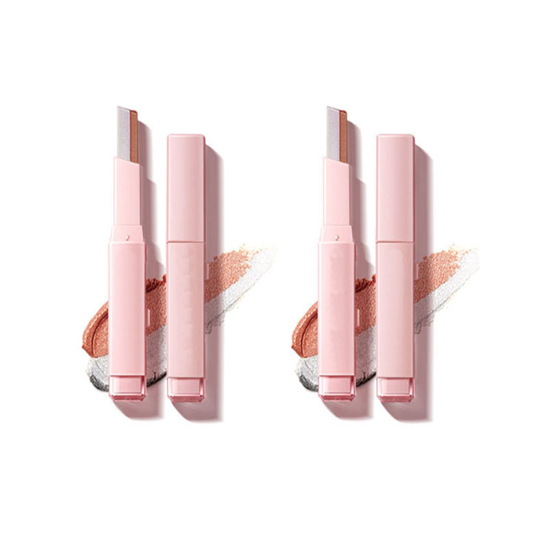 Oogschaduwstick met twee kleuren parelmoerglans, draagbaar en populair bij vrouwen.