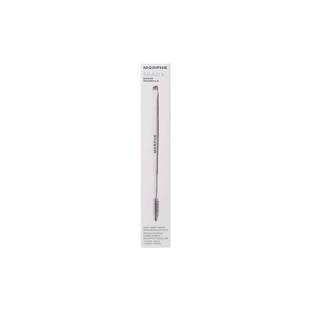 Pinceau à sourcils Morphe M401, double face, biseauté, à poils – 1 pièce