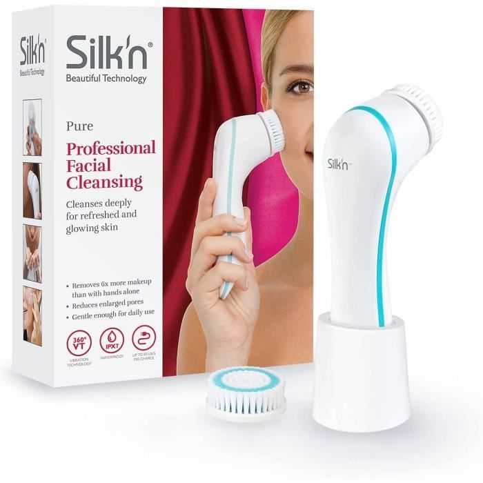 Brosse nettoyante visage SILK'N PURE - Peaux mixtes et sensibles - 4 programmes de nettoyage