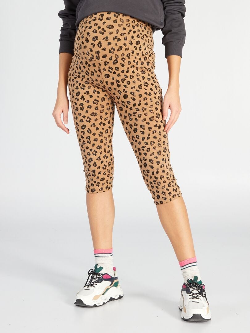 Fietsbroek voor zwangere vrouwen met luipaardprint - BRUIN