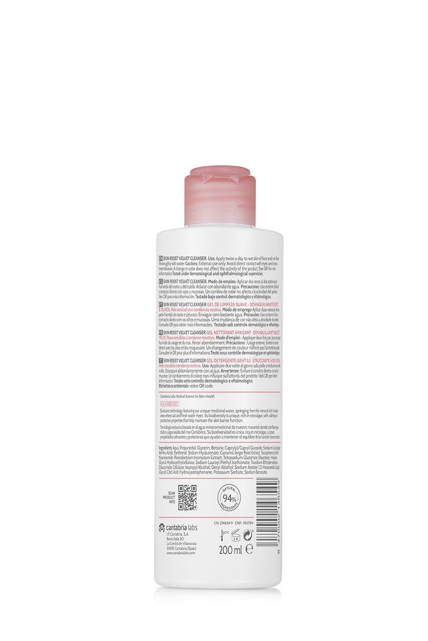 Skin Resist Velvet Cleanser Nježni gel za čišćenje lica i očiju Proizvod za čišćenje lica iz ljekarne