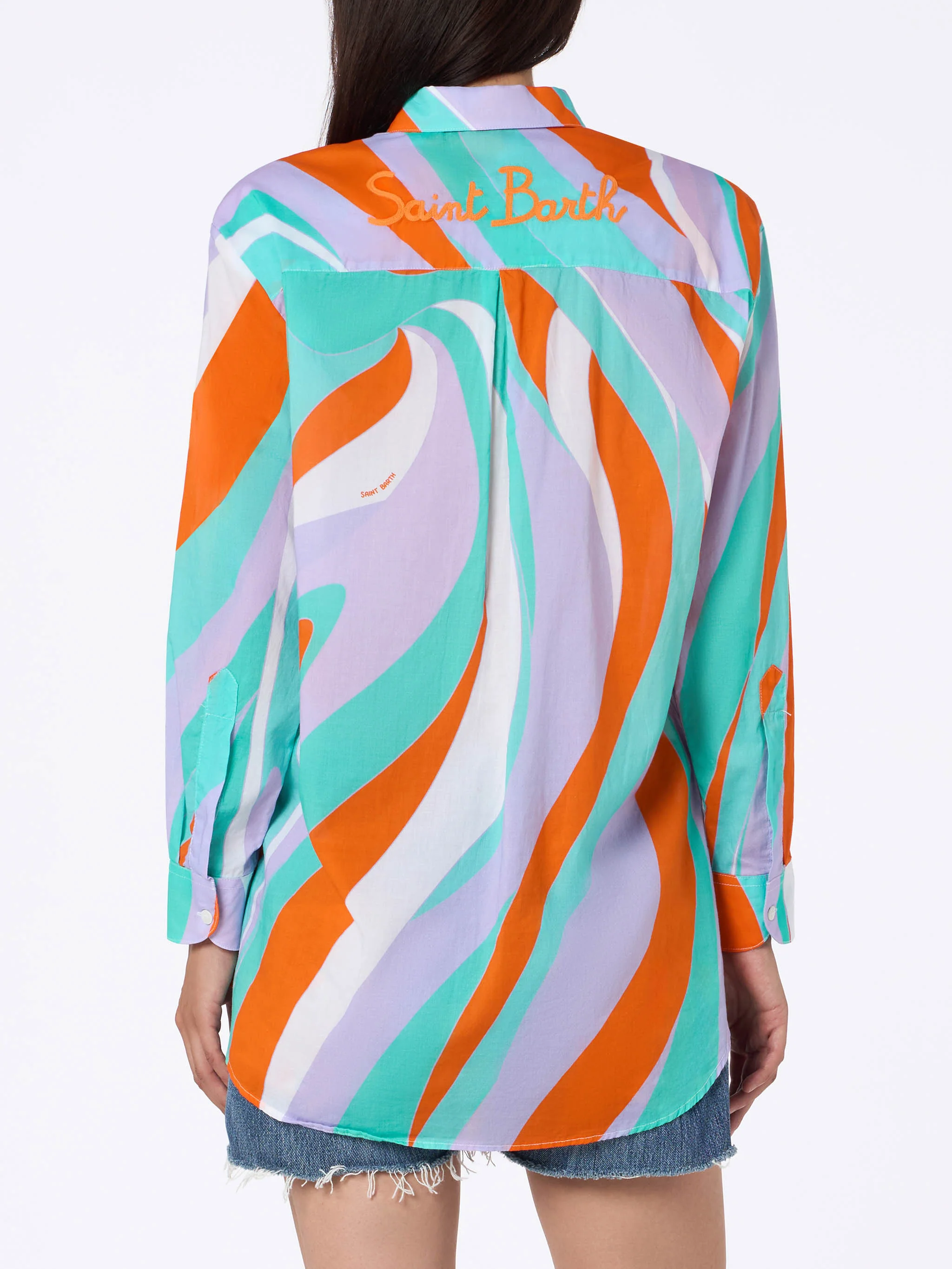 Damesblouse Brigitte van katoen met golfprint