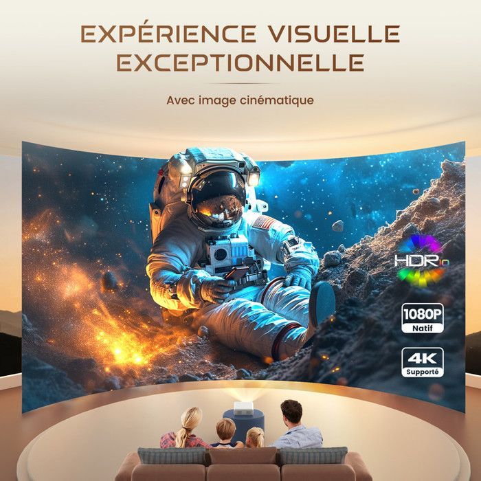 Netflix Built-in Aurzen Eazze D1 4K Mini Smart Projector with 5G WiFi, Bluetooth, Auto Focus/Keystone Correction, Dolby Audio, White
