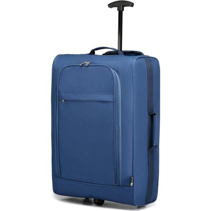 Kono Valise Cabine 53x36x18cm Souple Légère à 2 roulettes Bagage à Main Avion Valise de Voyage Bagages en Polyester 600D, (Marine)