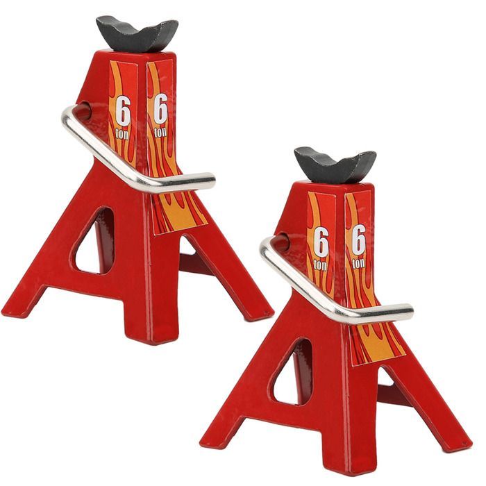 Lot de 2 supports de cric en métal 6T pour voiture télécommandée 1/10, rouge