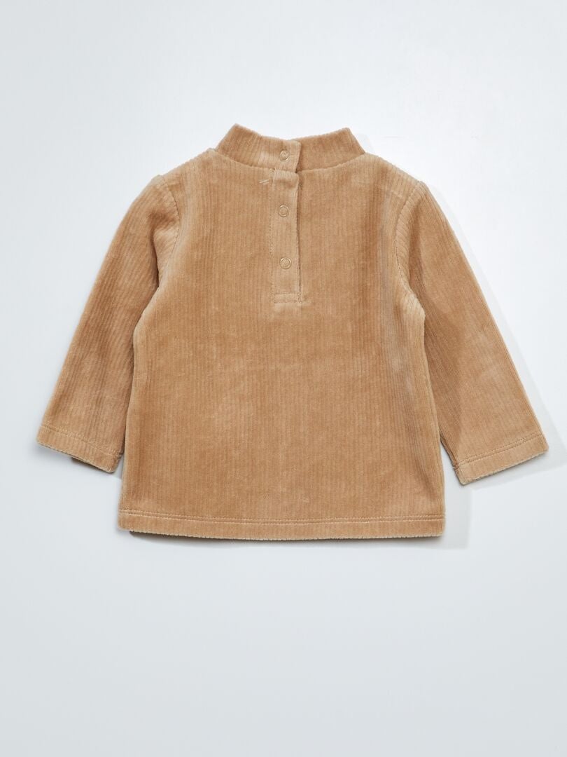 Effen kleur fluwelen onderjas - BEIGE