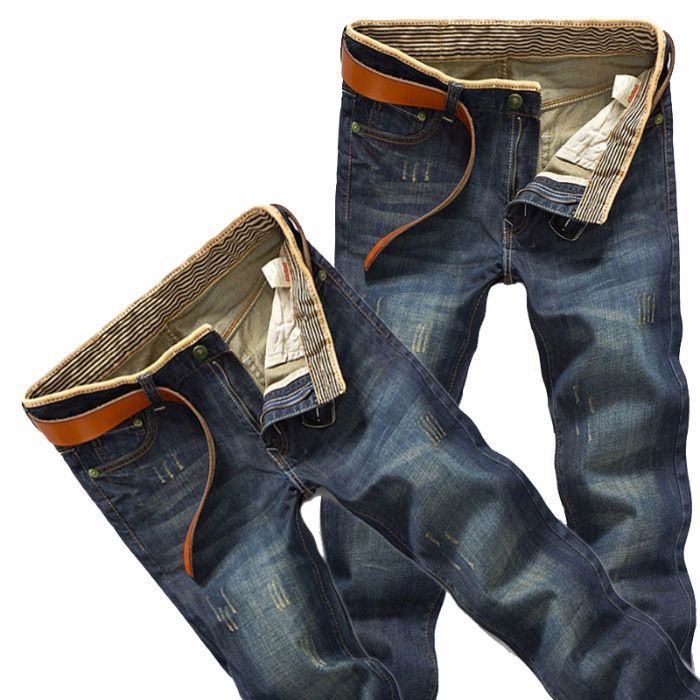 Pantalones vaqueros FUNMOON para hombre - Corte ajustado - Azul - Corte recto - Ajuste casual/urbano/para actividades al aire libre