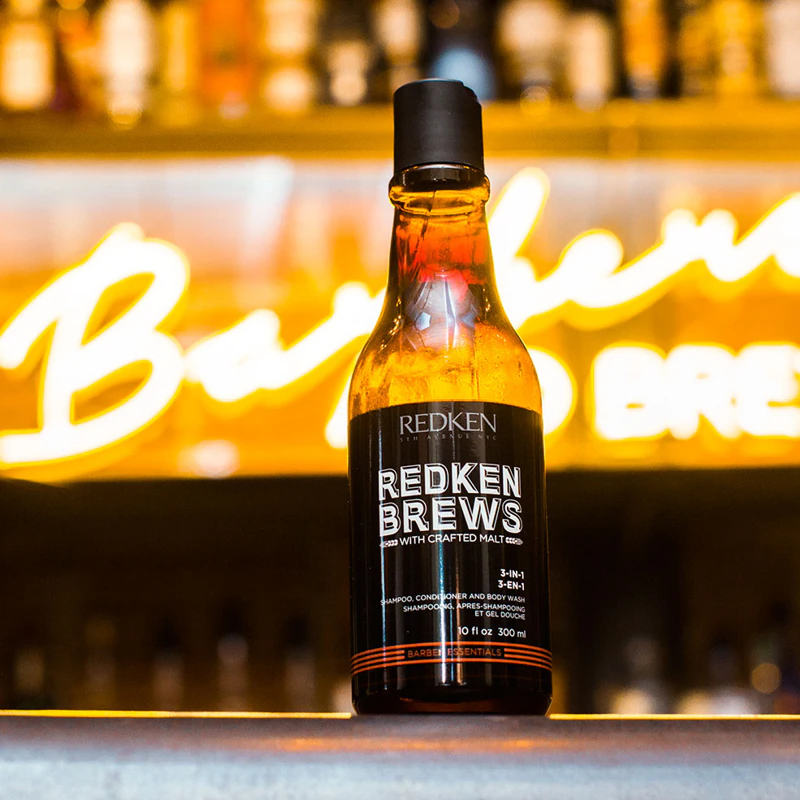 Redken Brews 3 em 1: shampoo, condicionador e gel de banho