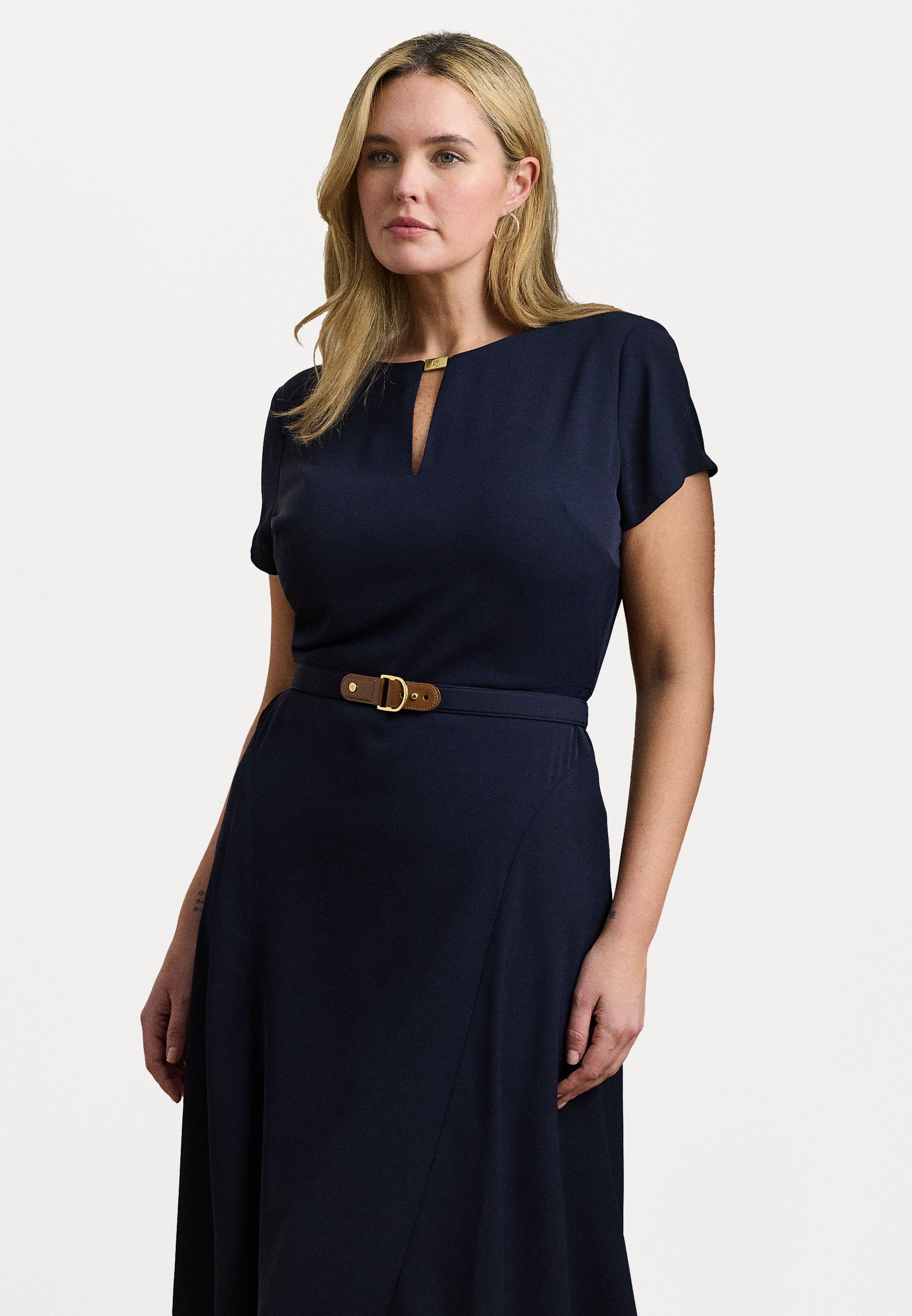 Lauren Ralph Lauren Damesjurk met riem van georgette - Dagjurk - Lighthouse Navy