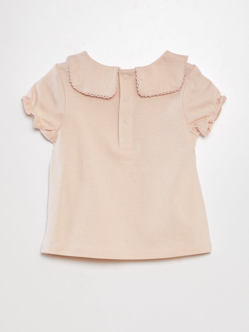 T-shirt met pofmouwen - ROZE
