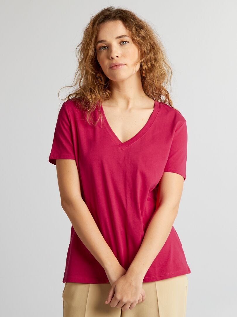 Eenvoudig T-shirt - ROZE