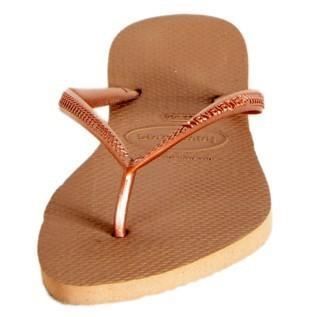 Tongs Havaianas Slim Rose Doré Mixte - Femme - Caoutchouc - Confort exceptionnel