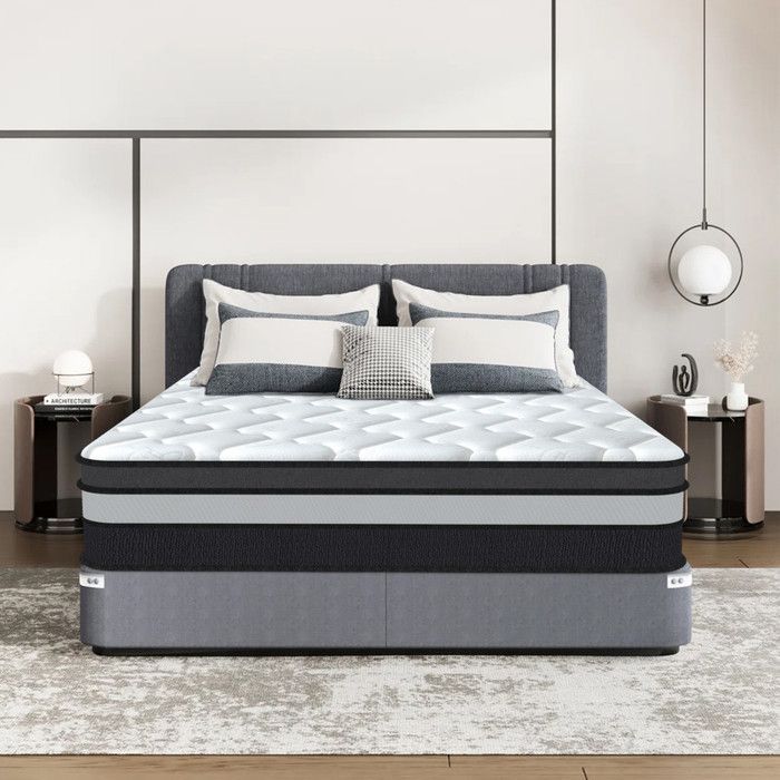 Colchón de 140x200, extra grueso de 30 cm, colchón híbrido de muelles ensacados, Oeko-TEX, H3 de firmeza media, ergonómico, soporte óptimo.