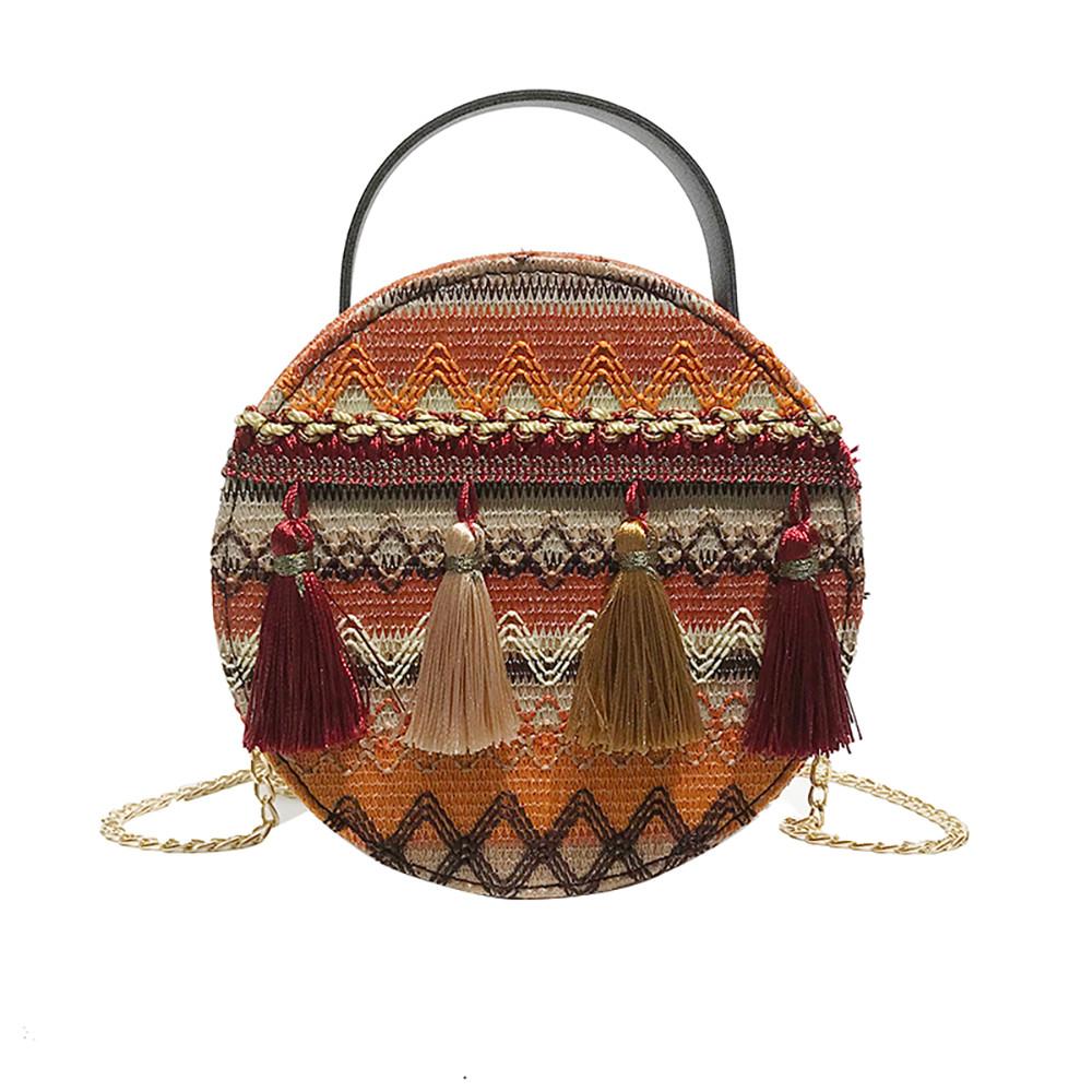 Borsa a tracolla DONNA Ins super fire national wind portatile catena piccola borsa rotonda nappa pacchetto Moda femminile Borse versatili LL