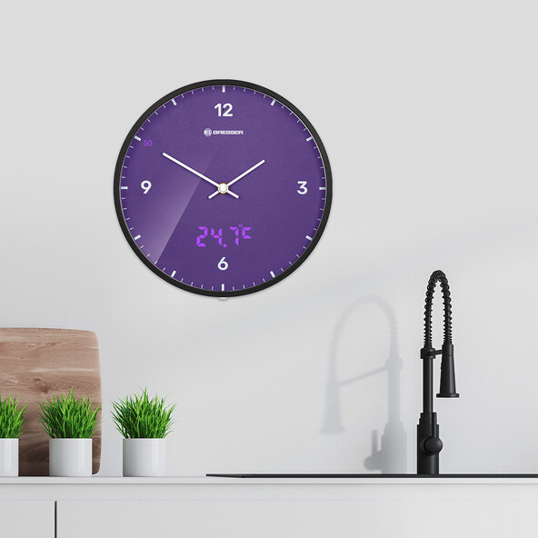Ceas de perete MyTime LEDsec, violet deschis