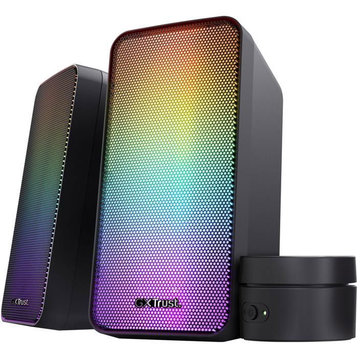 Altavoces para PC TRUST GXT 611 Wezz 2.0 RGB - Iluminación LED multicolor - Sonido estéreo nítido - Alimentación USB - Negro para juegos