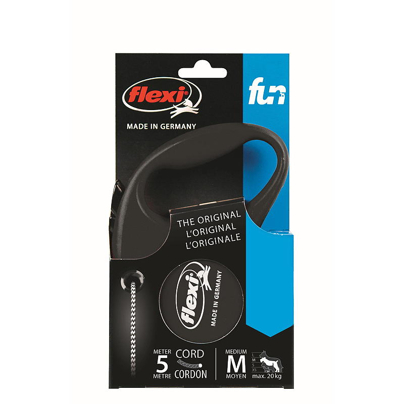 Flexi Hundkoppel 5 m storlek M Svart Koppel Flexi Fun