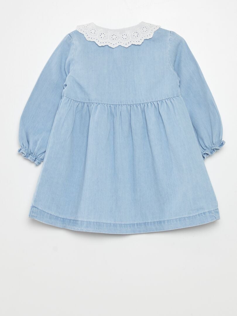 Spijkerjurk met claudinekraag - BLAUW