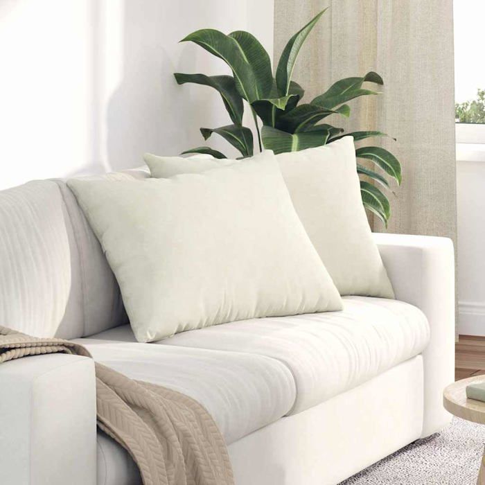 Coussins de canapé en velours - vidaXL - 70x50 cm - Crème - Housses amovibles - Rembourrage polyester - Usage intérieur