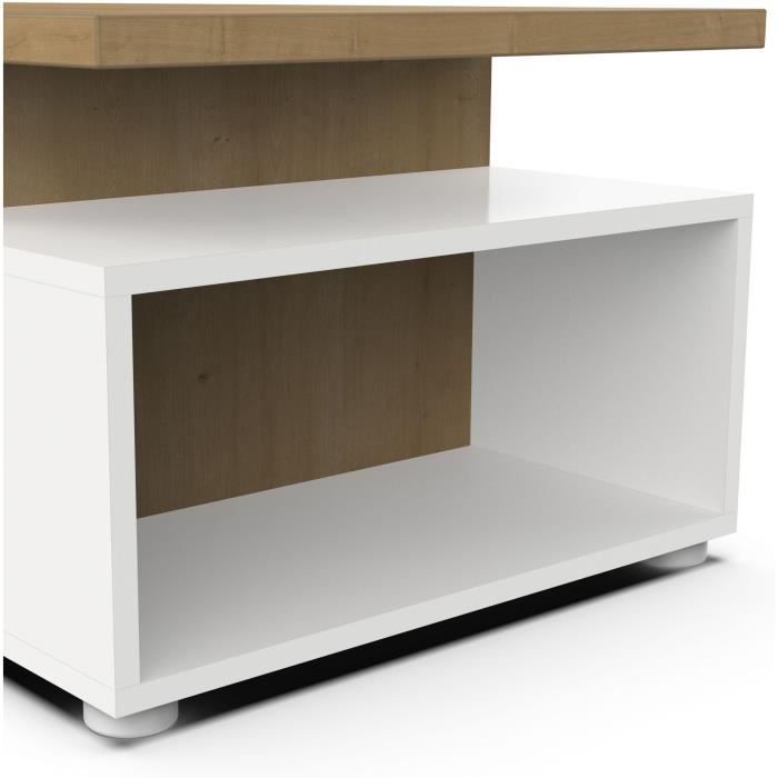 Table basse rectangulaire ACCESS - 3 Niches - Décor chêne Hamilton et blanc - L 91,8 x P 50 x H 36 cm - DEMEYERE